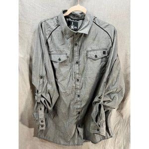 Jeans By Buffalo Button Up Shirt Adult Extra Large Gray Long Sleeve Casual Mens.